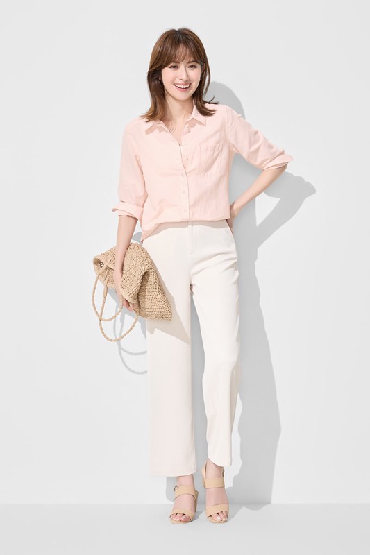 棉麻長版襯衫-女