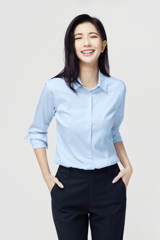 商務彈性長袖襯衫-女