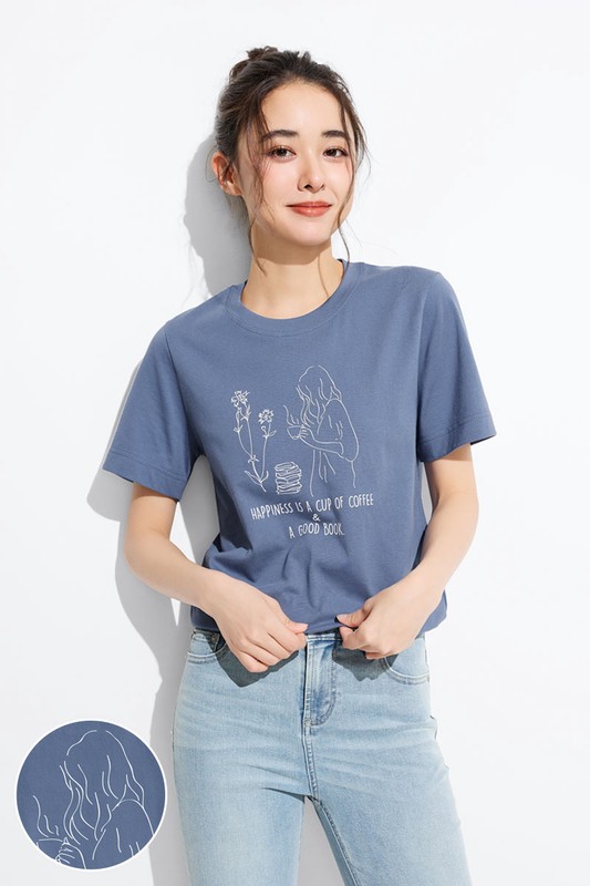 幸福日常厚版印花T恤-女