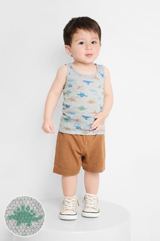 純棉網眼印花背心(2入)-Baby