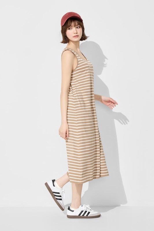 純棉條紋背心長洋裝-女
