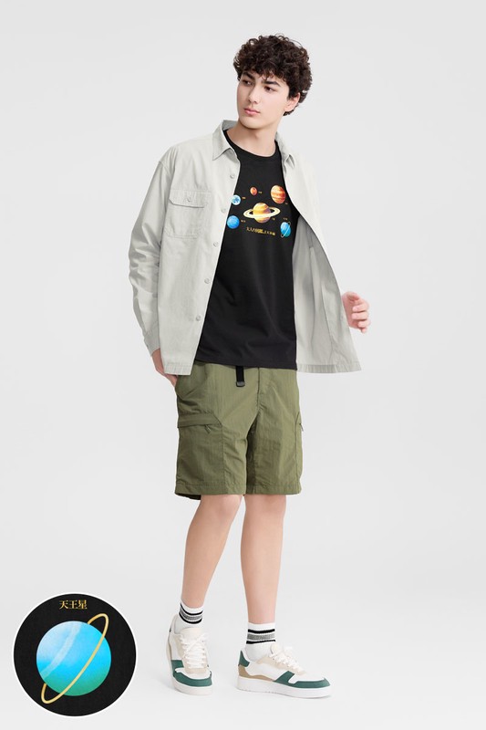 大人的圖鑑長袖印花T恤-01-男
