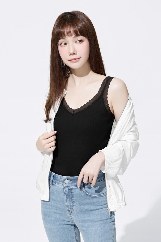 羅紋蕾絲背心-女