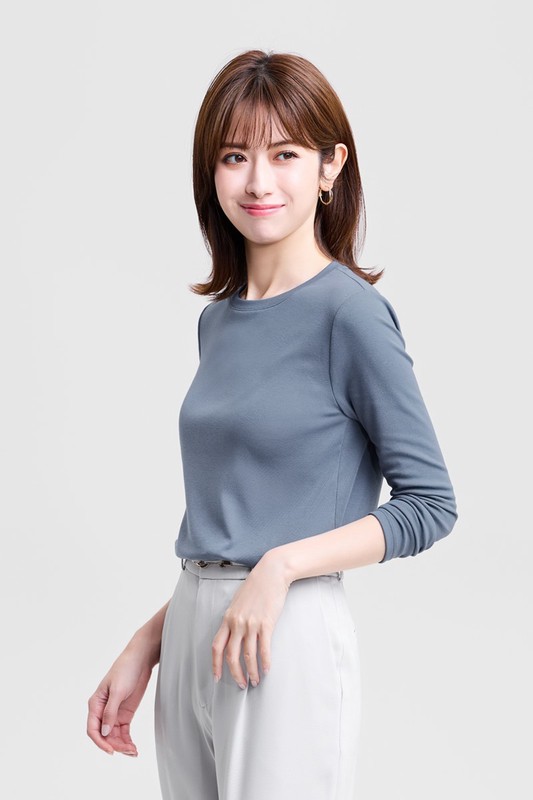 輕柔羅紋圓領T恤-女