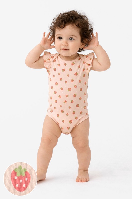 純棉荷葉袖印花包臀衣-Baby