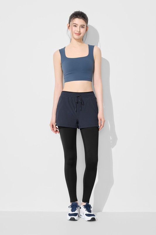 運動假兩件長褲-女