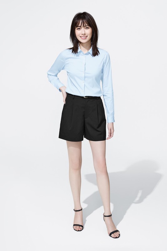 商務彈性長袖襯衫-女