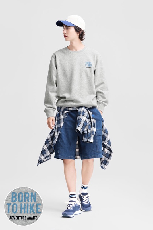 戶外探索刷毛印花圓領衫-02-男