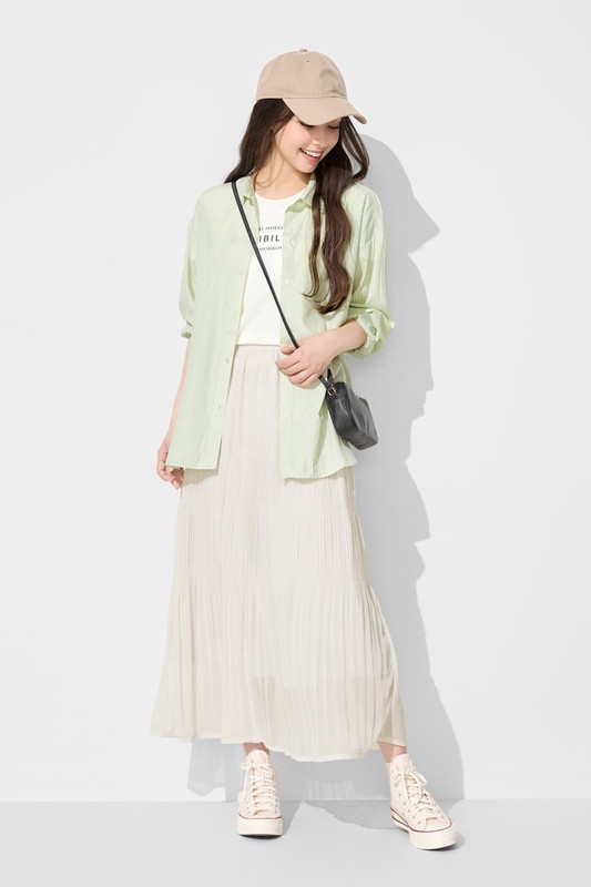 細褶雪紡長裙-女