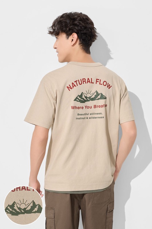 粗紡寬版文字印花T恤-03-男