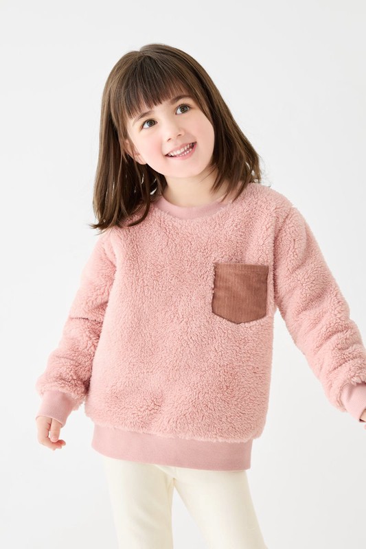 長刷毛圓領上衣-童