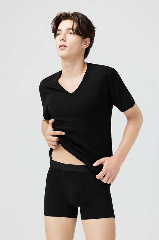 棉質中腰平口內褲-男