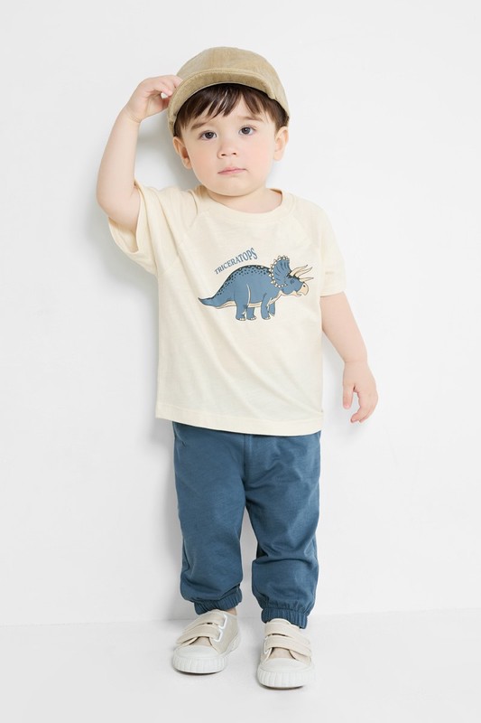 竹節棉寬鬆恐龍印花T恤-Baby