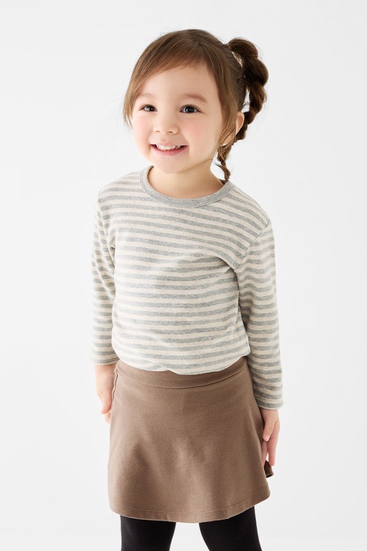 磨毛羅紋條紋圓領T恤-Baby