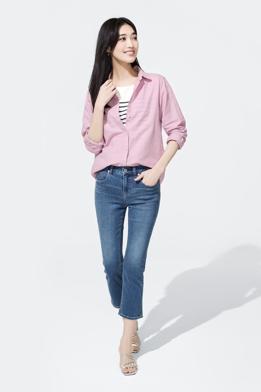 棉麻長袖襯衫-女