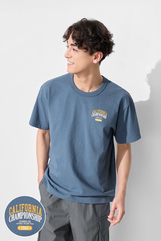 粗紡寬版文字印花T恤-02-男