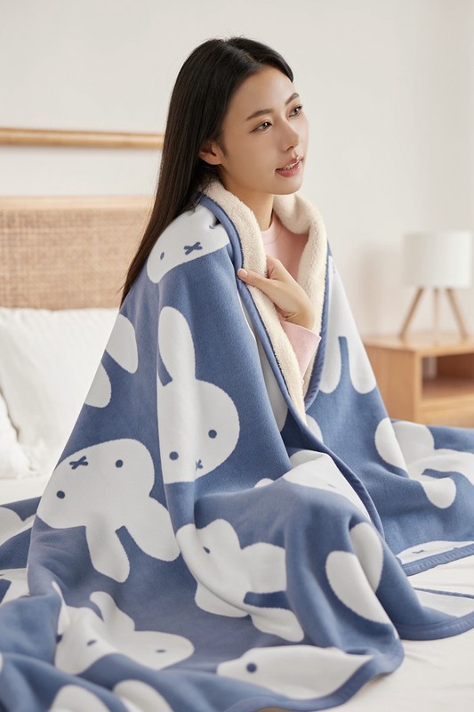 Miffy長刷毛單人蓋毯-中性款