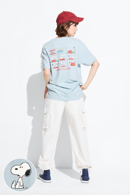 史努比系列寬長版印花T恤-20-女