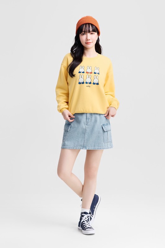 Miffy毛圈寬版印花圓領衫-02-女