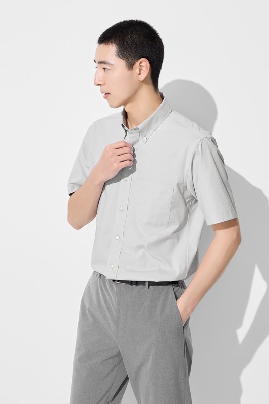 商務彈性短袖襯衫-男