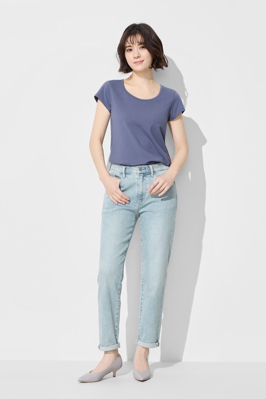 彈力大圓領短版T恤-女