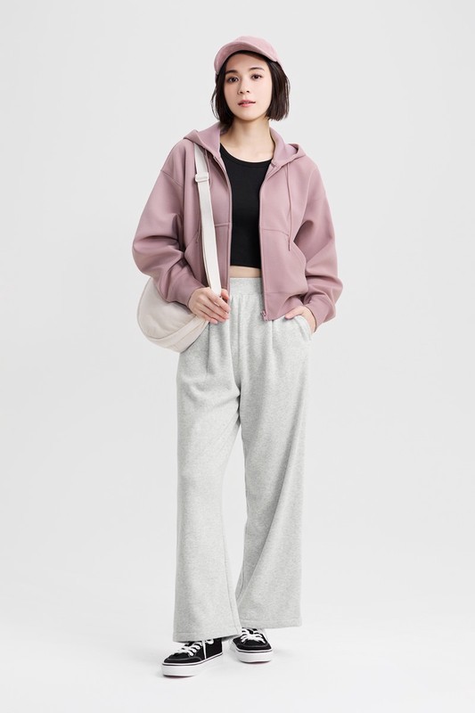 運動空氣層短版連帽外套-女