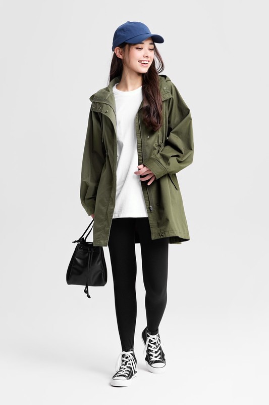 水洗寬鬆長版連帽外套-女