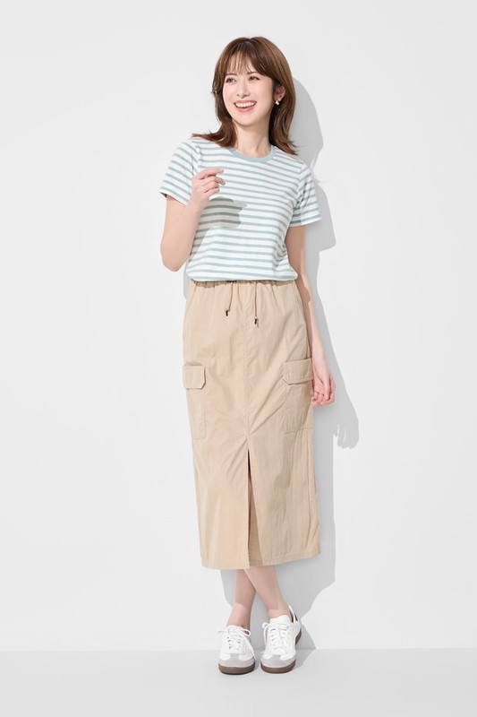 純棉條紋圓領T恤-女