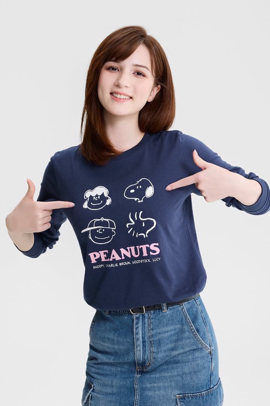 史努比系列長袖印花T恤-18-女