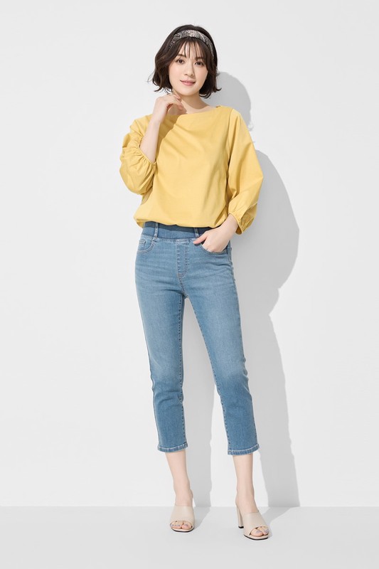 絲光棉寬鬆船領七分袖上衣-女