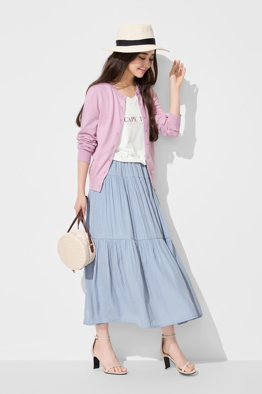 細褶蛋糕長裙-女