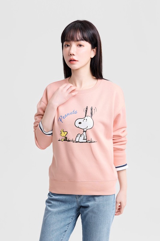 史努比系列刷毛印花圓領衫-07-女