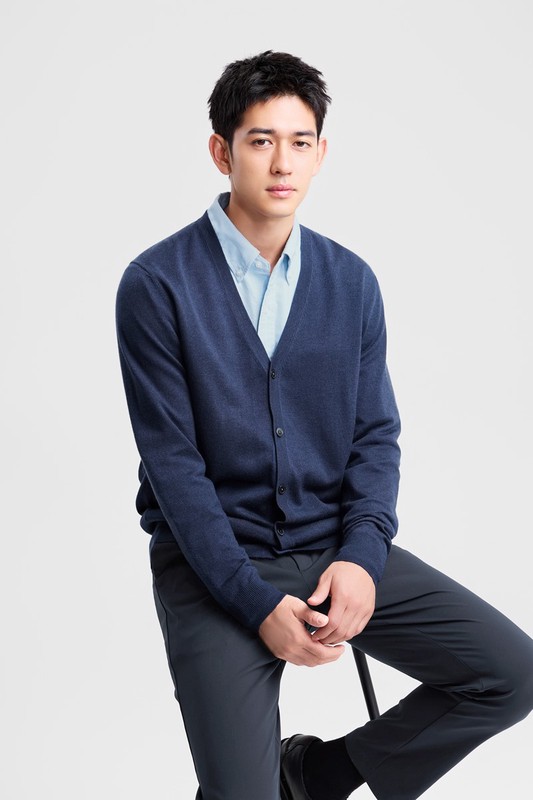 美麗諾羊毛混紡針織外套-男