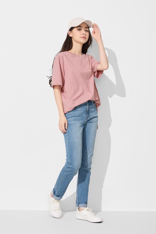 竹節棉寬鬆長版T恤-女