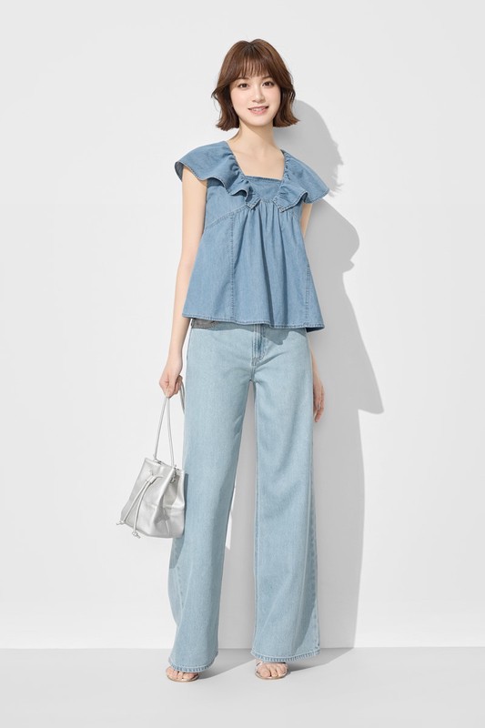 荷葉造型牛仔上衣-女