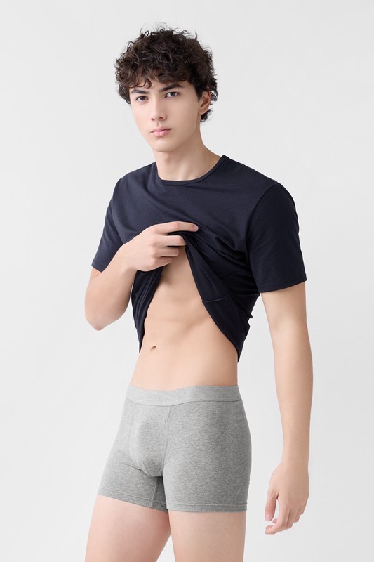 棉質中腰平口內褲-男