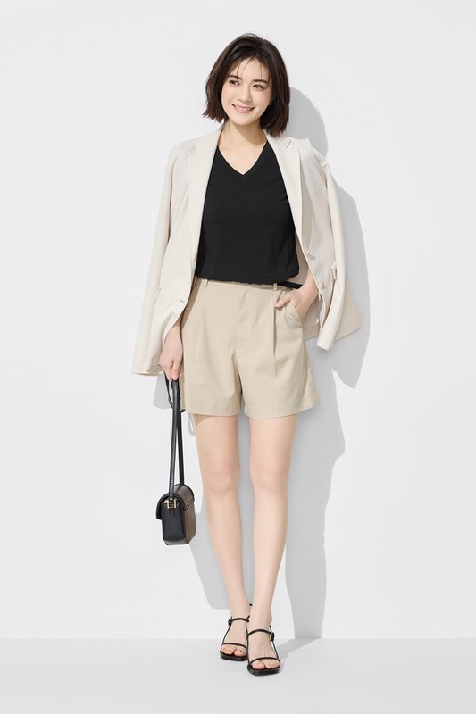 竹節棉V領T恤-女