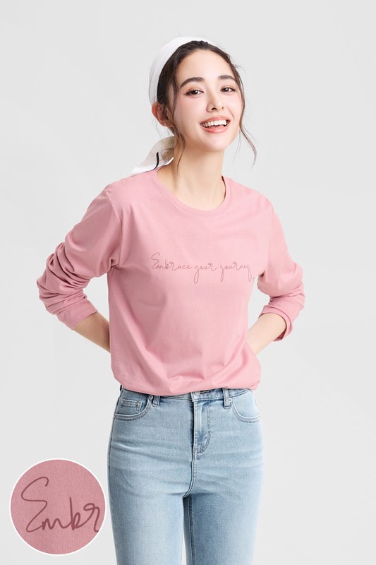 莫代爾文字長袖上衣-女