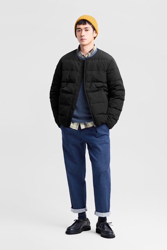 極暖羽絨無領外套-男