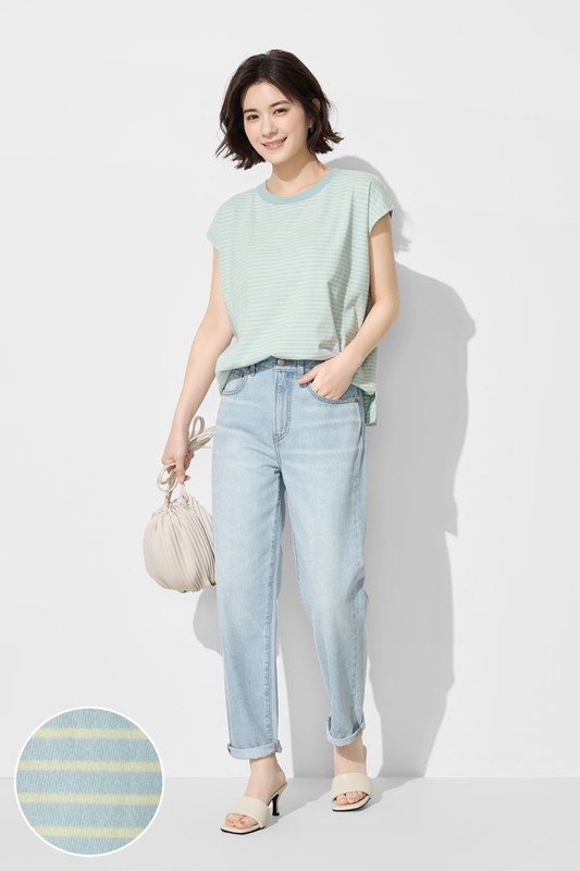 純棉寬版條紋上衣-女