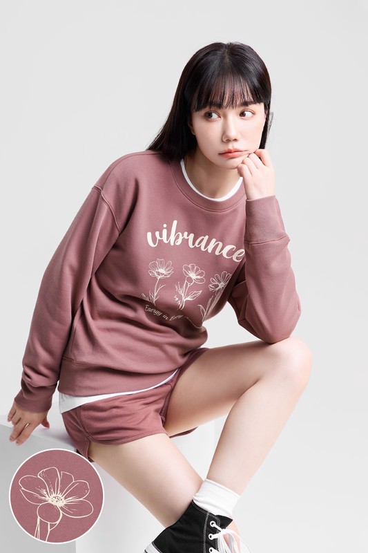 花卉刷毛印花圓領衫-01-女