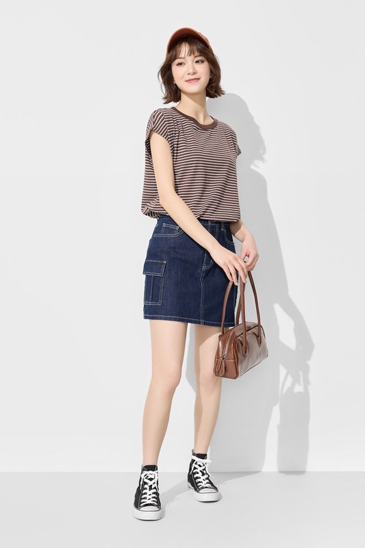 工裝牛仔連褲短裙-女