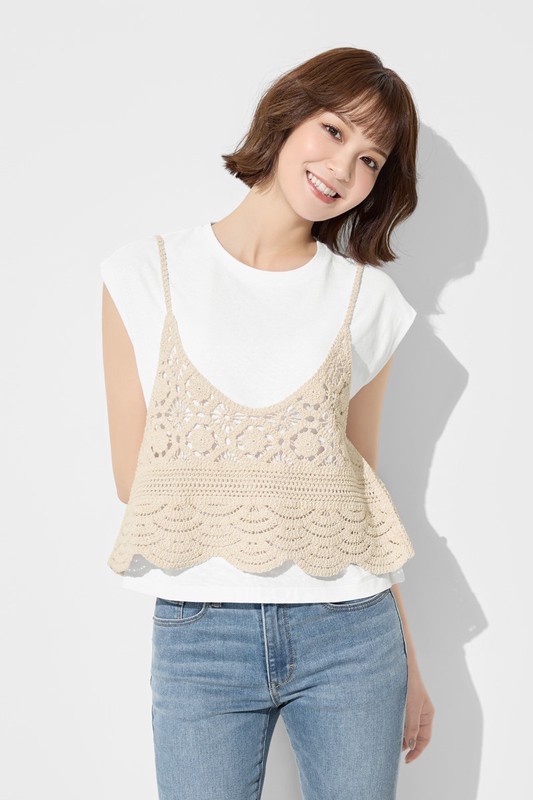 兩件式針織吊帶上衣-女