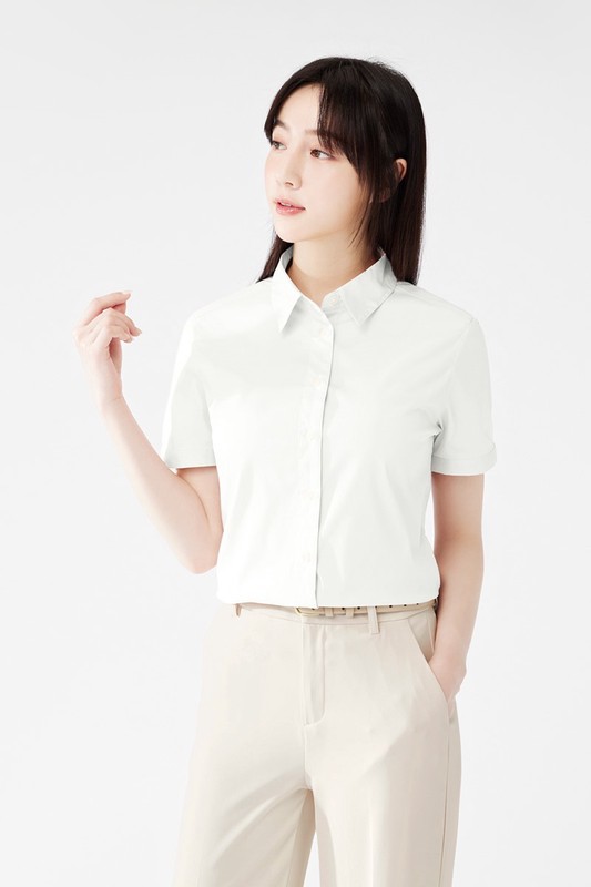 商務彈性短袖襯衫-女