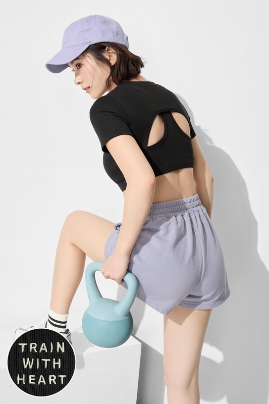 高度支撐電繡美背短版可拆式Bra上衣-女