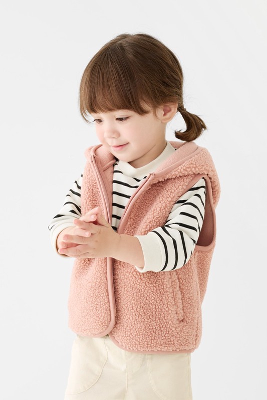 仿羊羔絨連帽背心-Baby