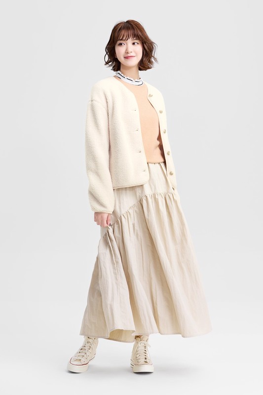 仿羊羔絨開襟外套-女