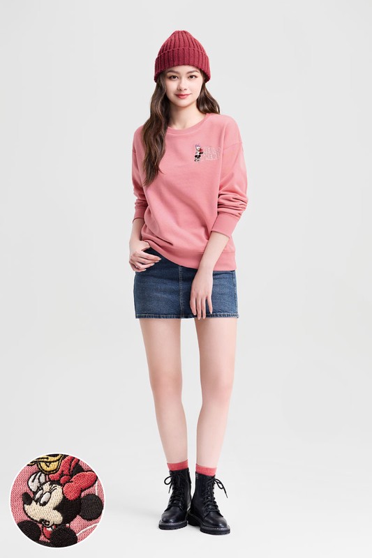 迪士尼系列刷毛電繡圓領衫-09-女