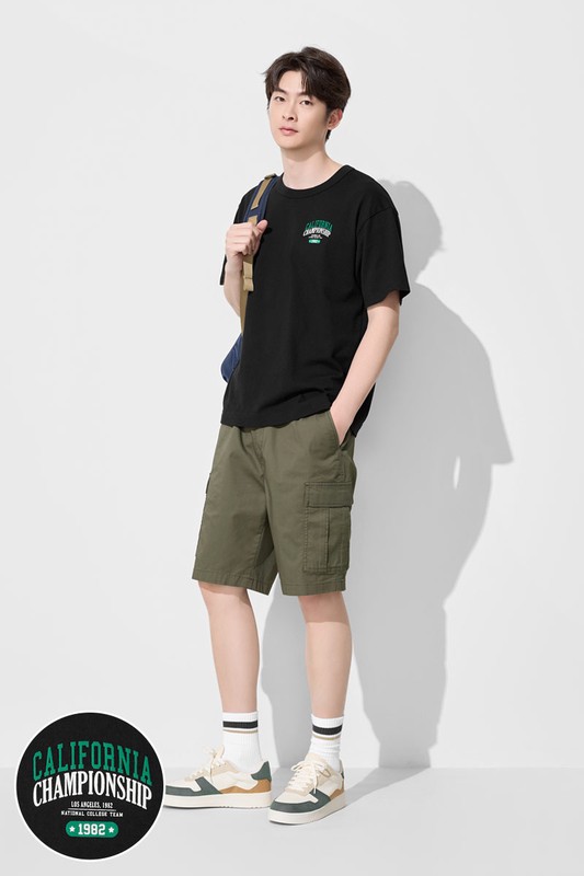 粗紡寬版文字印花T恤-02-男