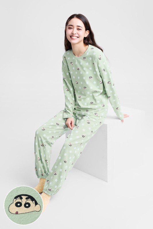 蠟筆小新棉質彈性家居套裝-女
